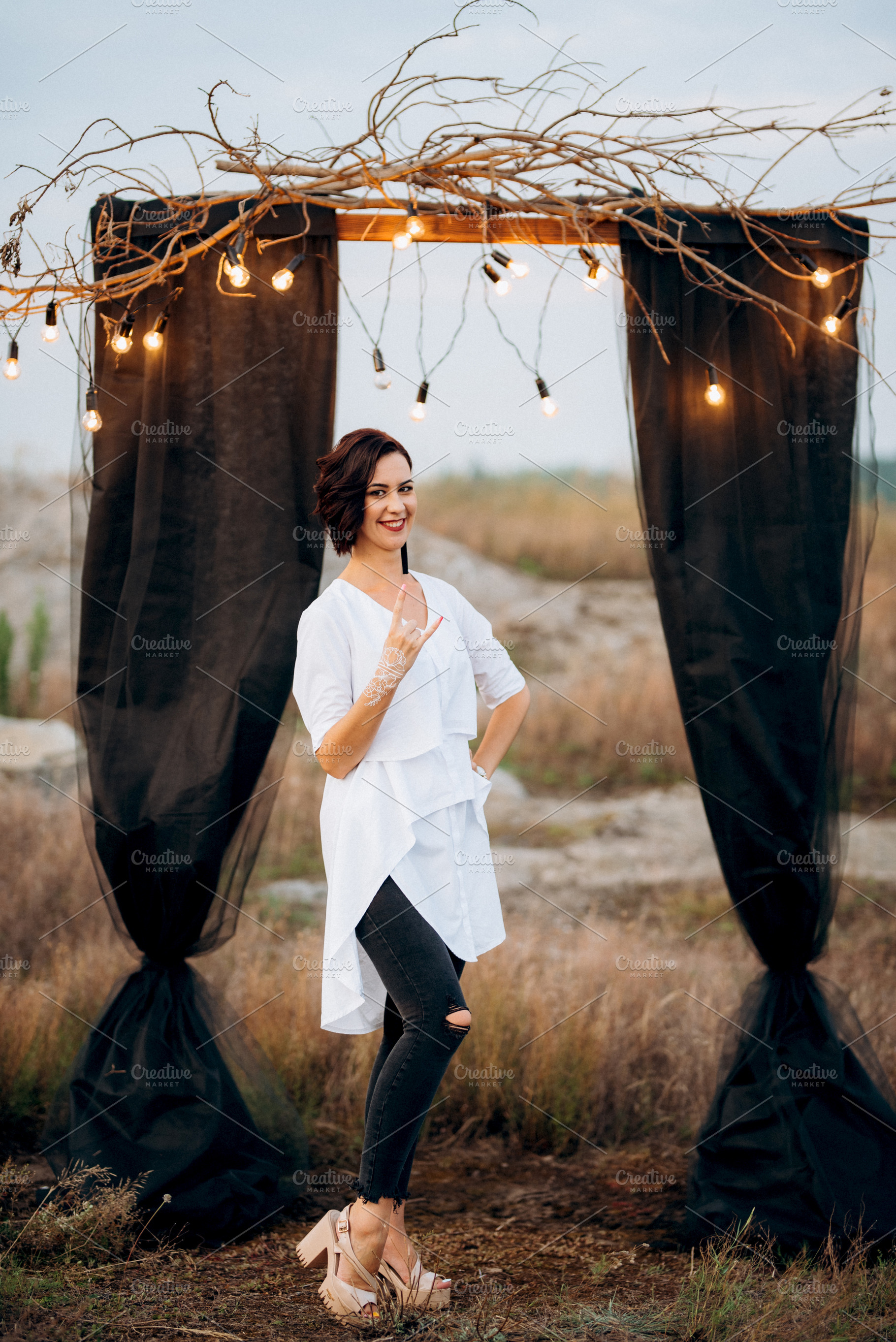 non-standard wedding ceremony in a stone quarry field, a Person Photo by Weddings, People, Travel