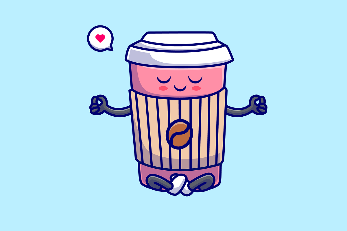 Cute Coffee Cup Meditation Yoga, a Food Illustration by Catalyst Labs