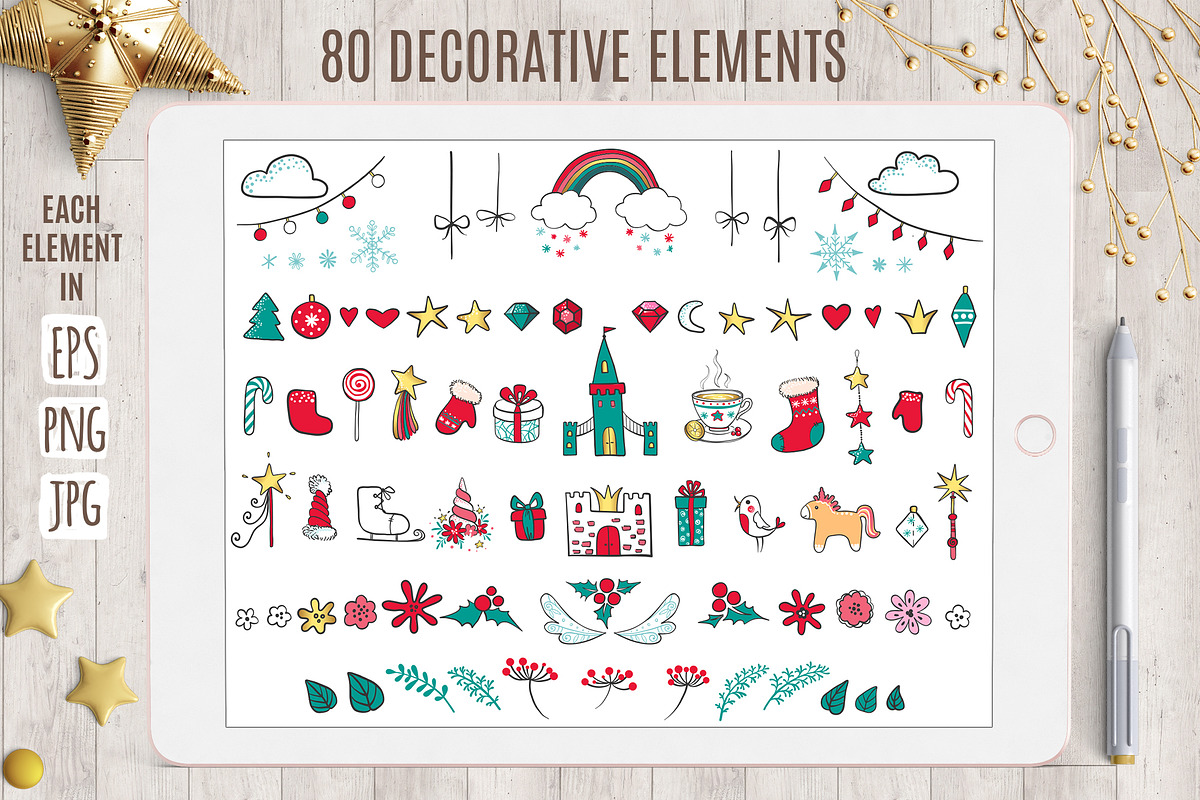 Magic Christmas set with Unicorns, a Decorative Illustration by MalniArt (Photo 4 of 8)