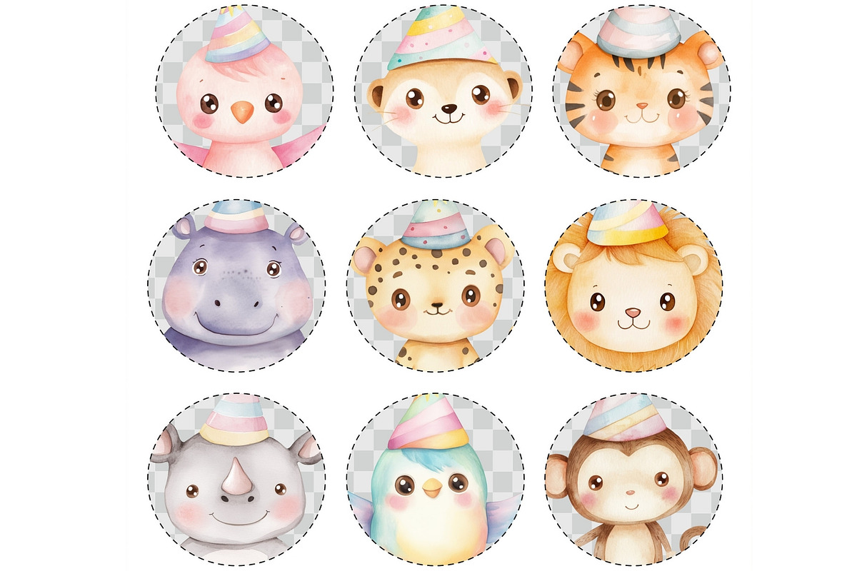 Safari Birthday Watercolor Clipart, an Illustration by CharmClipart (Photo 6 of 8)