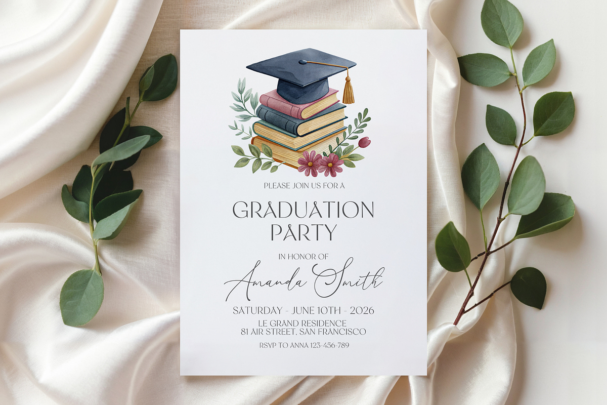 Book Lover Grad Invite Class of 2026, an Invitation Template by Digital_Mind (Photo 3 of 3)