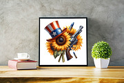 Watercolor Sunflower 4th of July Su, an Illustration by SVGArt (Thumbnail 7 of 7)