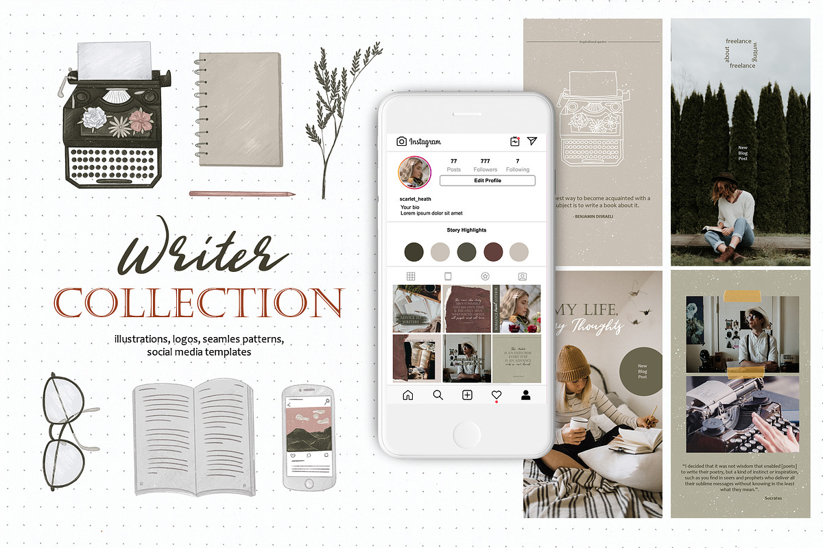 Writer Collection, a Social Media Template by Scarlet Heath Art (Photo 1 of 19)