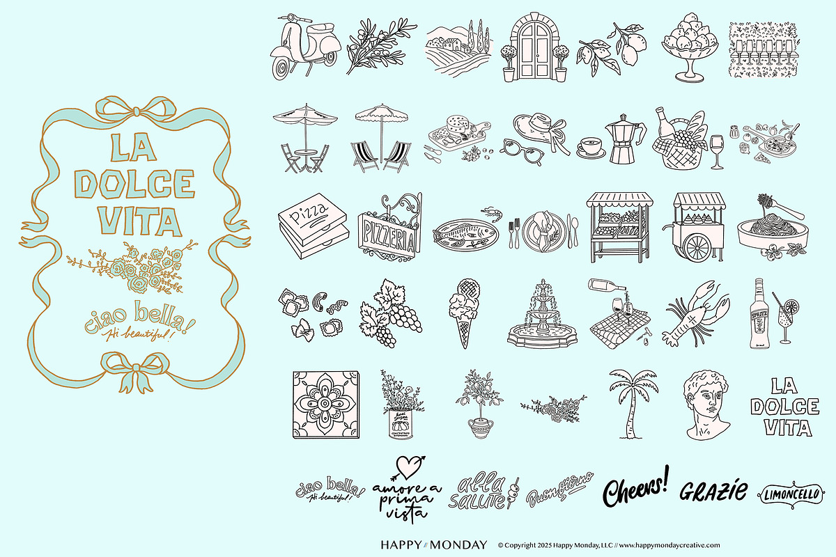 La Dolce Vita Italian Summer Icons, a Seasonal Illustration by Happy Monday Creative (Photo 3 of 8)