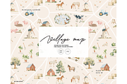 Rustic countryside farm map pattern, a Pattern Graphic by Milatoo (Thumbnail 1 of 4)