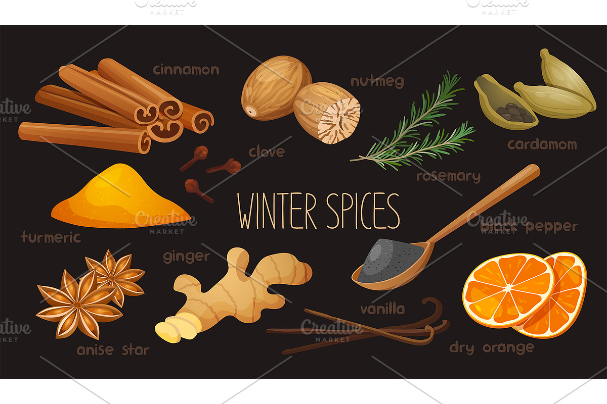 Winter spices set, a Food Illustration by Elen_Art (Photo 1 of 3)