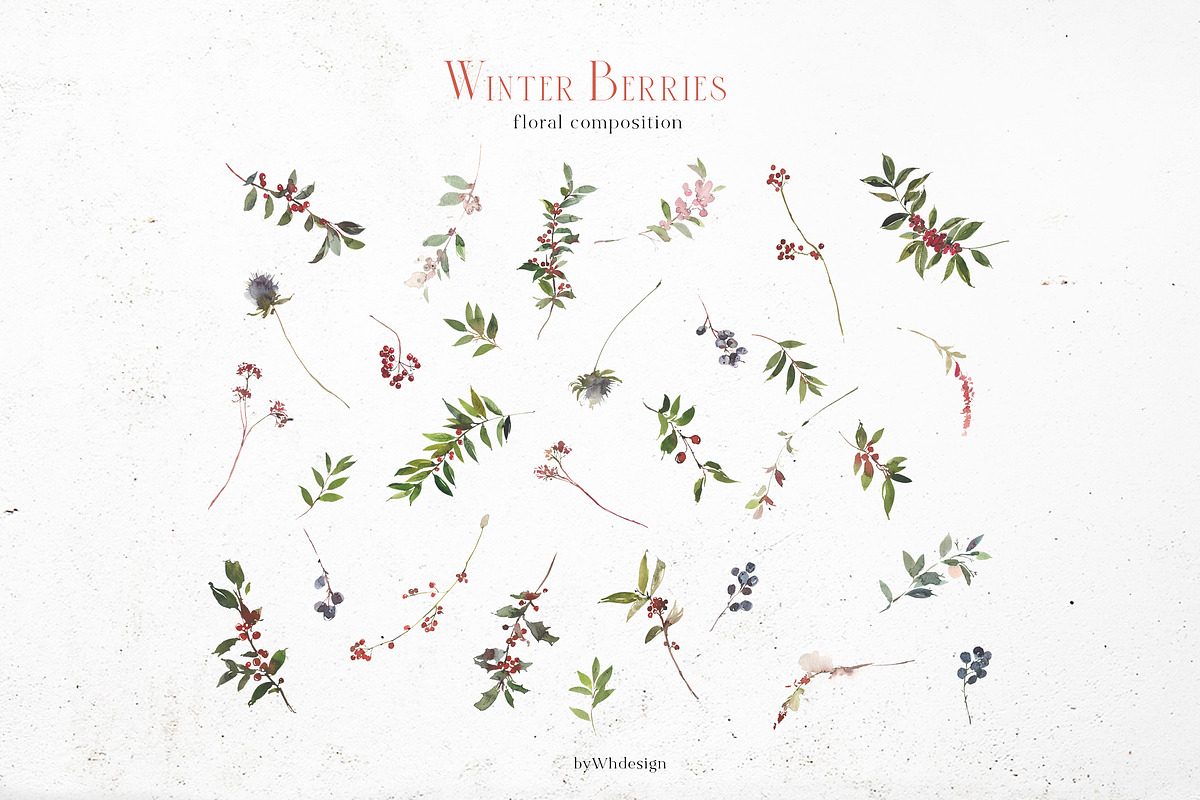 Winter Berries Christmas Watercolour, a Decorative Illustration by whiteheartdesign (Photo 9 of 14)
