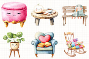 Watercolor Home Furniture Clipart, an Illustration by Libby Wishes (Thumbnail 4 of 7)