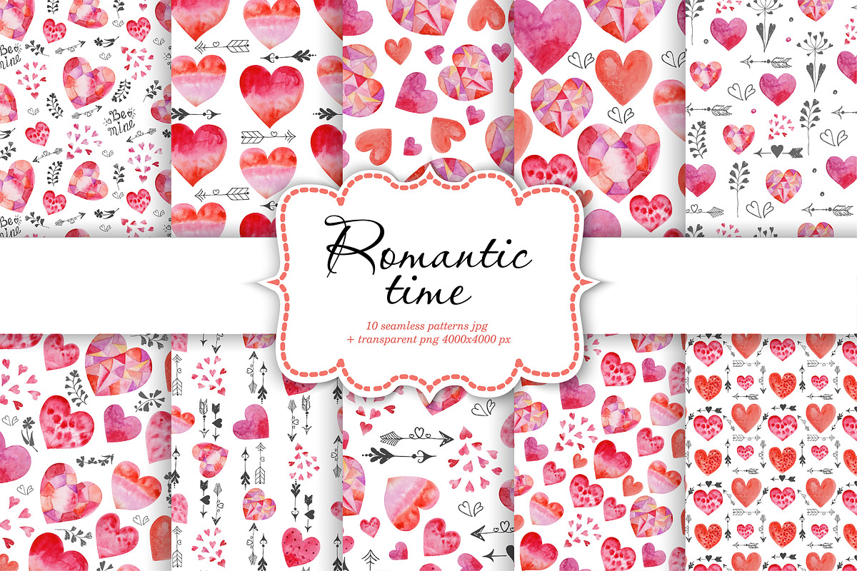 Watercolor Valentine's Day, a Background Graphic by Nafanya (Photo 3 of 6)