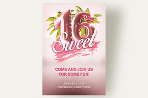 Sweet 16 Rose Gold Template Flyer