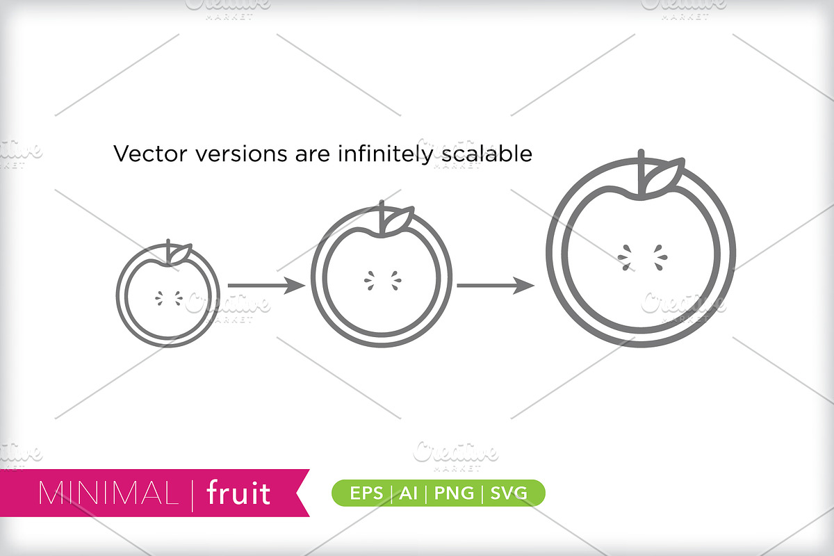 Minimal fruit icons, an Outline Icon by Picture Window (Photo 4 of 5)