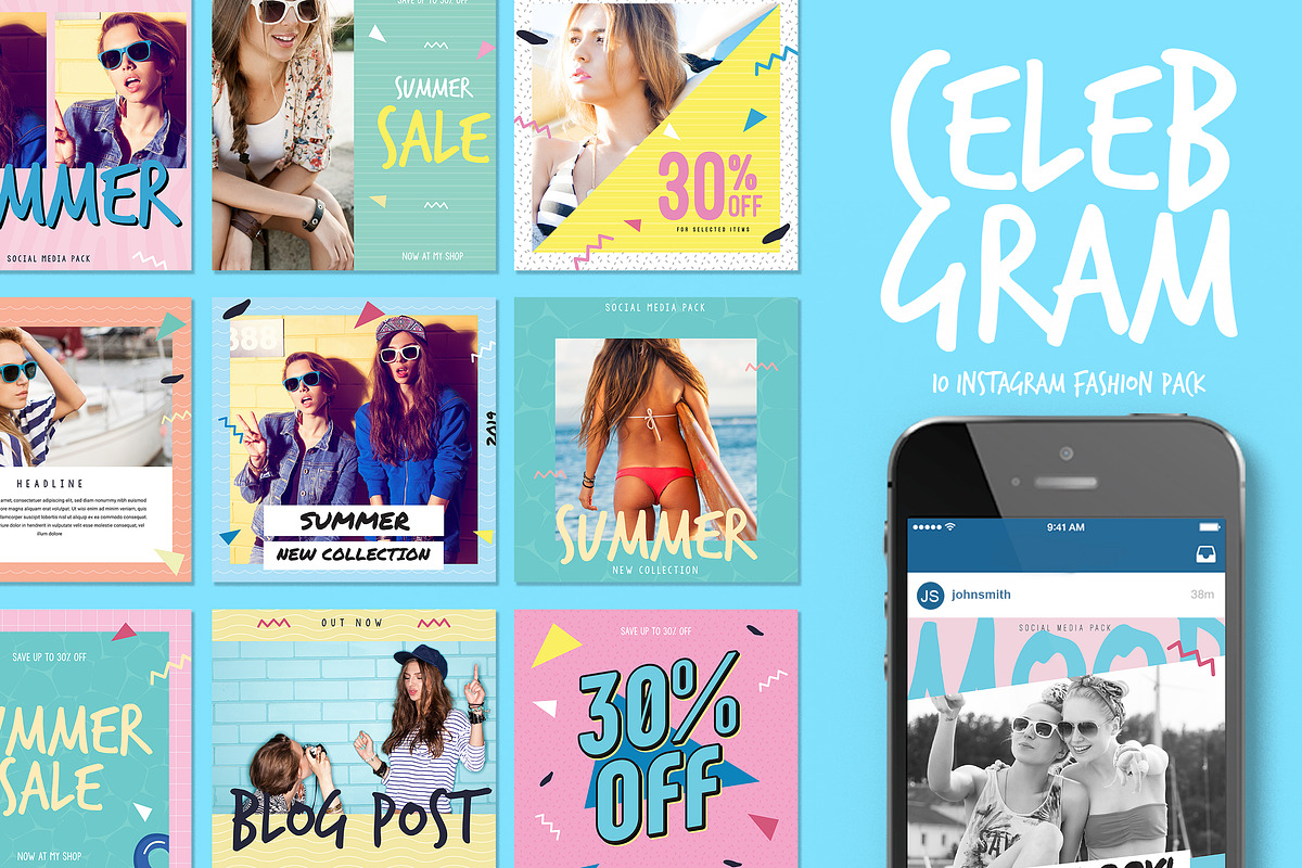 Celebgram_Instagram Fashion Pack, a Social Media Template by Guuver (Photo 1 of 5)