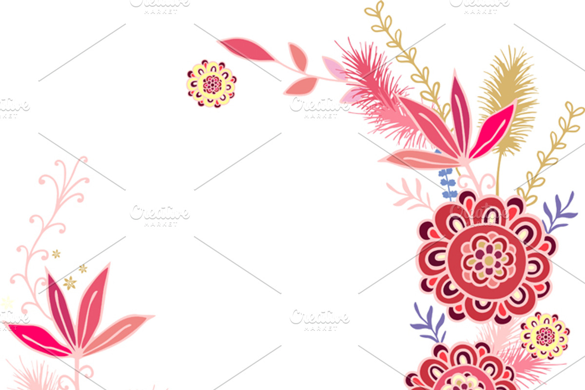 Set of floral decorative elements preview 4