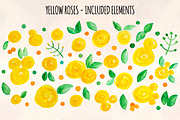 55 Yellow Roses, Leaves and Spots, a Seasonal Illustration by Violet LeBeaux (Thumbnail 2 of 3)
