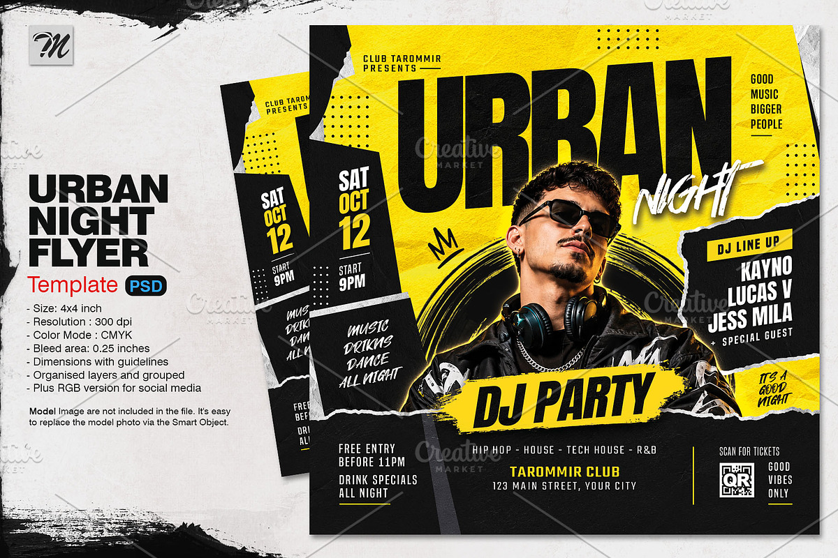 Urban Night DJ Party Flyer Template, a Flyer Template by Tarommir (Photo 1 of 3)