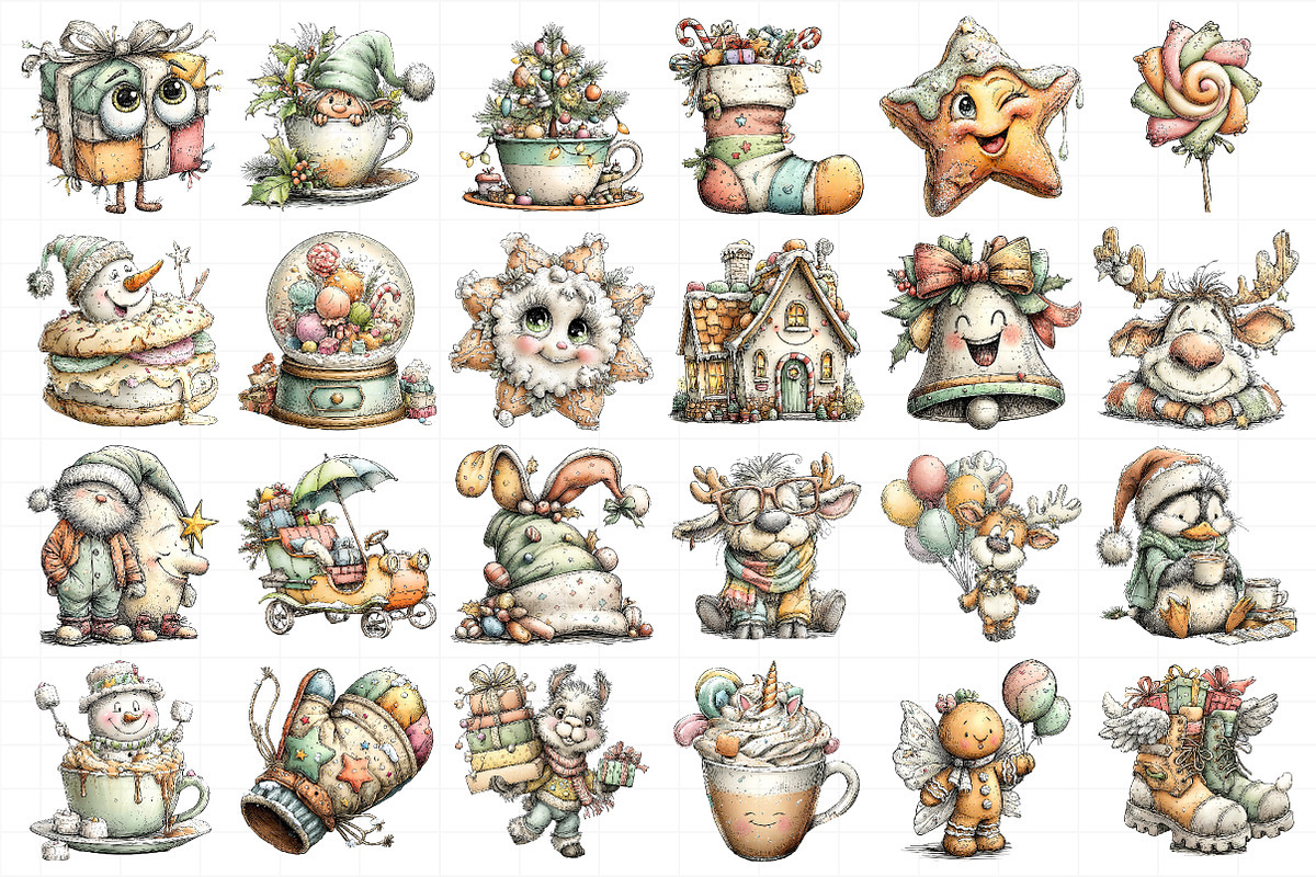Whimsical Christmas Clipart, an Illustration by Daily.Designs (Photo 3 of 5)