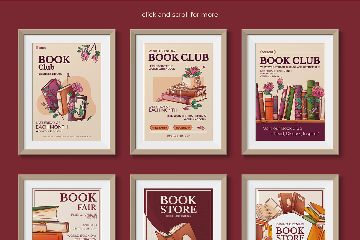 Book & Library Template Kit, a Poster Template by Bloom Art (Photo 4 of 10)