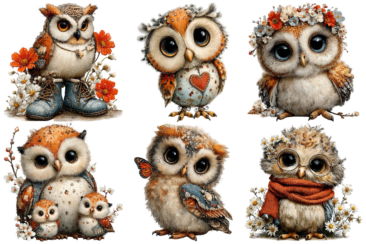 Whimsical Easter Owl Clipart, an Illustration by Pixels.Craft (Photo 5 of 5)