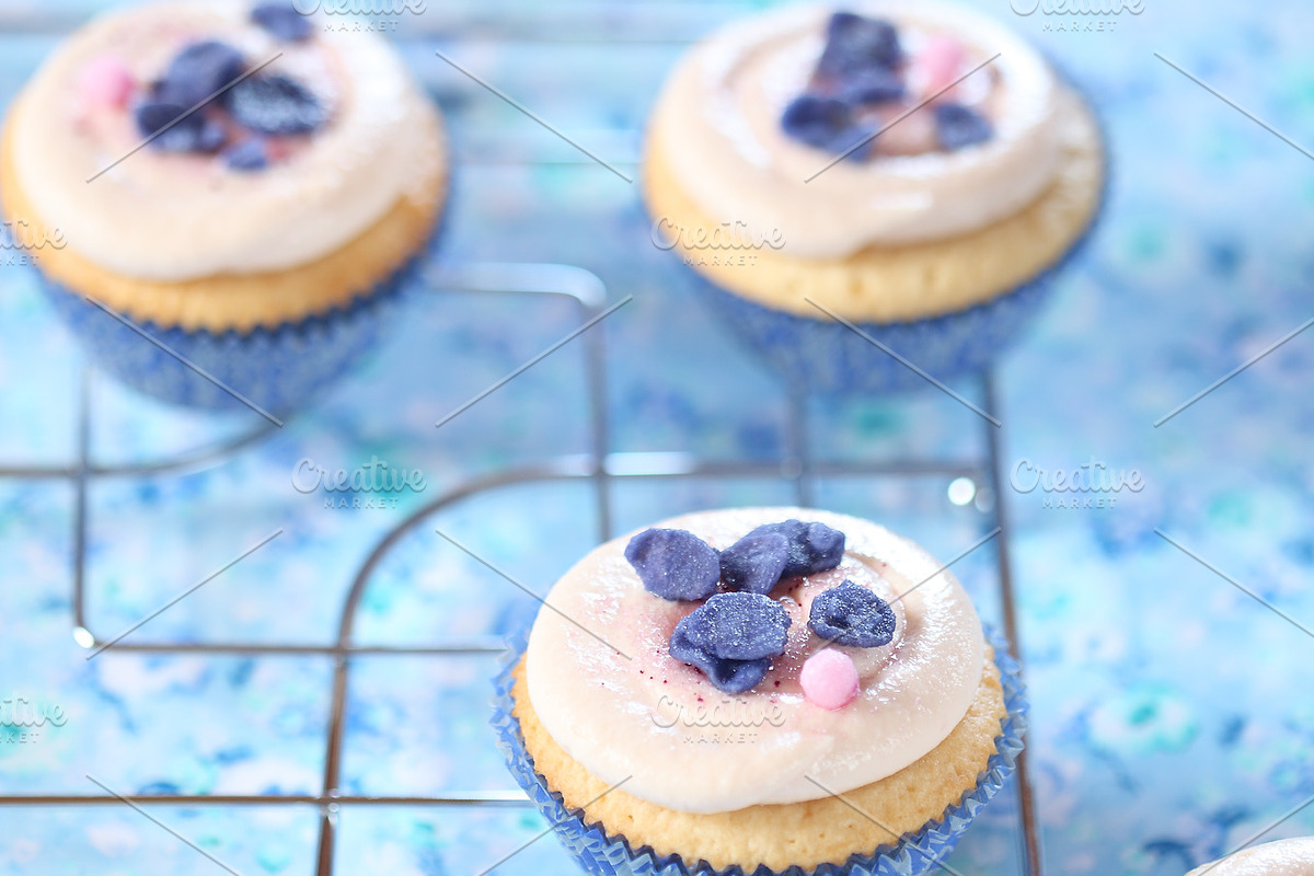Violet white chocolate cupcakes featuring background, baked, and ball, a Food & Drink Photo by Miuda21 (Photo 2 of 2)
