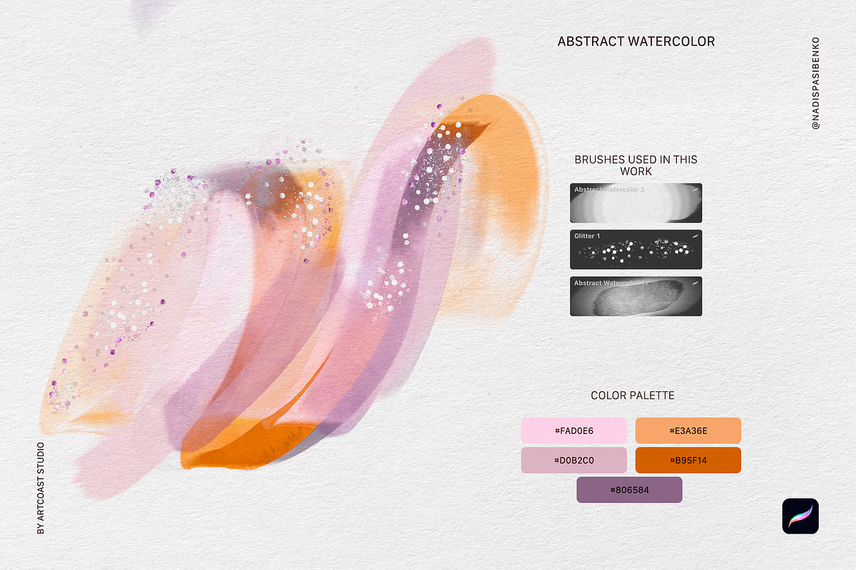 Procreate Abstract Watercolor Tools, a Brush Add-On by Spasibenko Art (Photo 4 of 8)