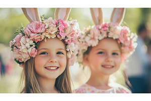 Smiling caucasian girls with bunny, a Nature Photo by Lermont51