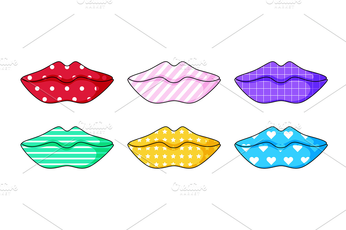 Color lips set with different, an Illustration by art PVP - market