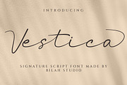 Vestica signature script font, a Script Font by Bilahstudio (Thumbnail 1 of 12)