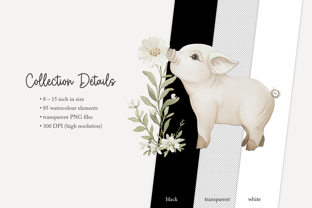85 pastel farm animals clip art, an Animal Illustration by Poppy Lane Studio (Photo 9 of 11)