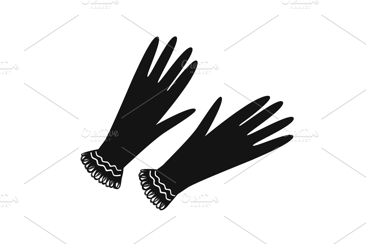Elegant female black gloves with, an Object Illustration by Toltemara