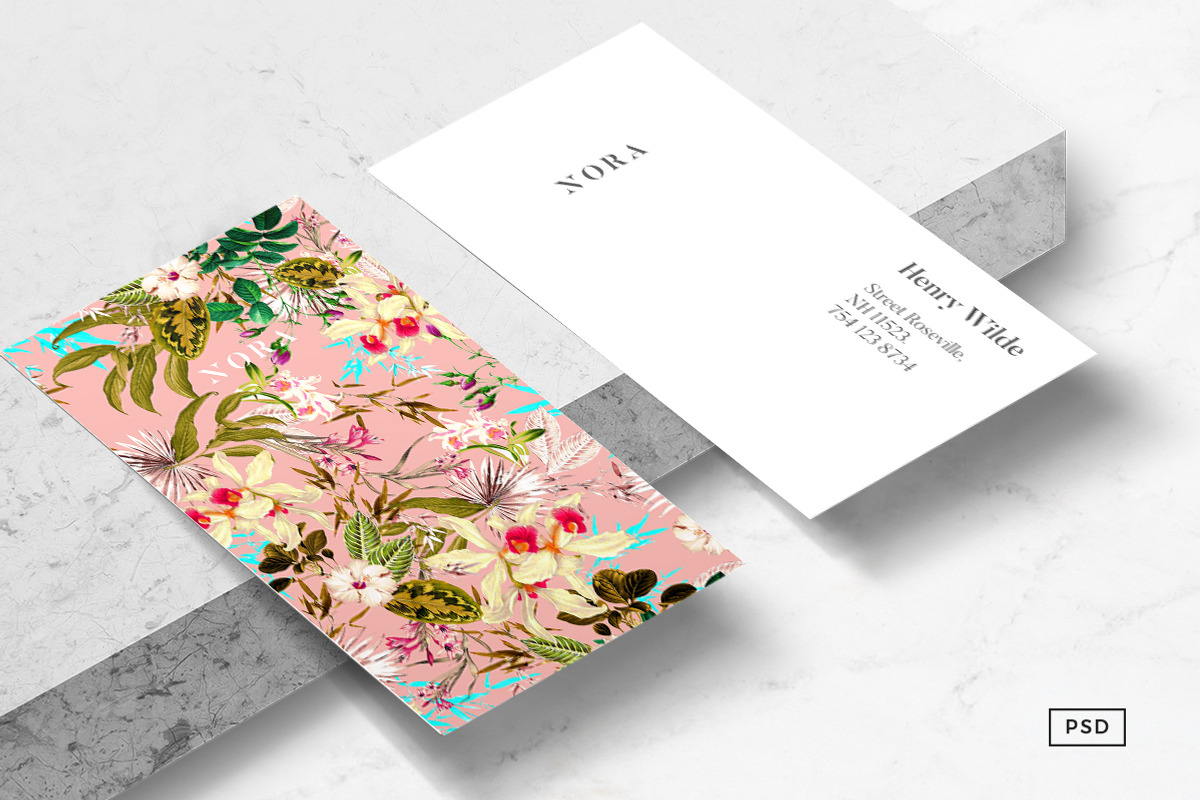 Nora Floral Business Card Template, a Business Card Template by Human-made. Made to feel. (Photo 1 of 3)