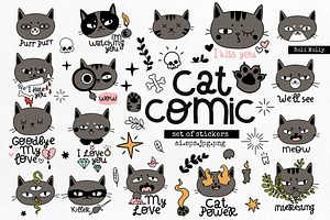 Cat comic. Funny set