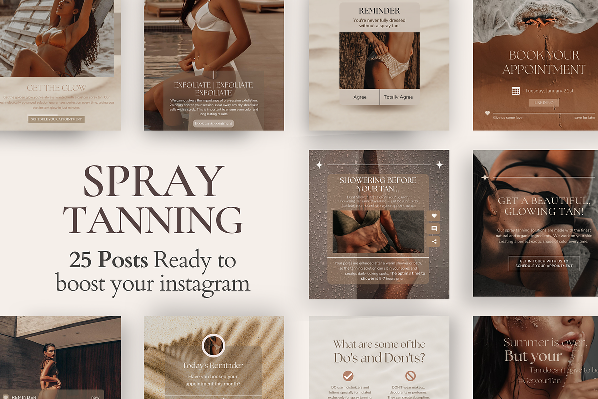 Spray Tan Instagram posts Canva, a Social Media Template by Design Lush Studio (Photo 1 of 6)