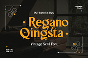 Regano Qingsta - Vintage Serif Font, a Serif Font by Lettermine (Thumbnail 1 of 10)
