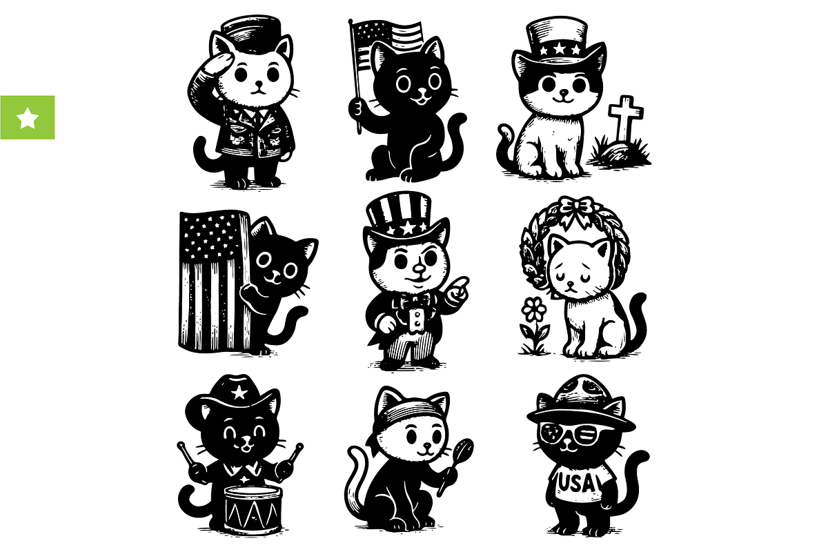 Patriotic Cats Set, an Object Graphic by RT Studio