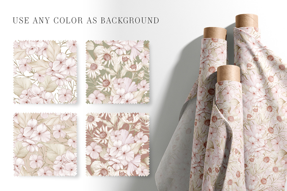 Hydrangea Daisy Flowers Pattern, an Illustration by PawGraphic (Photo 6 of 10)