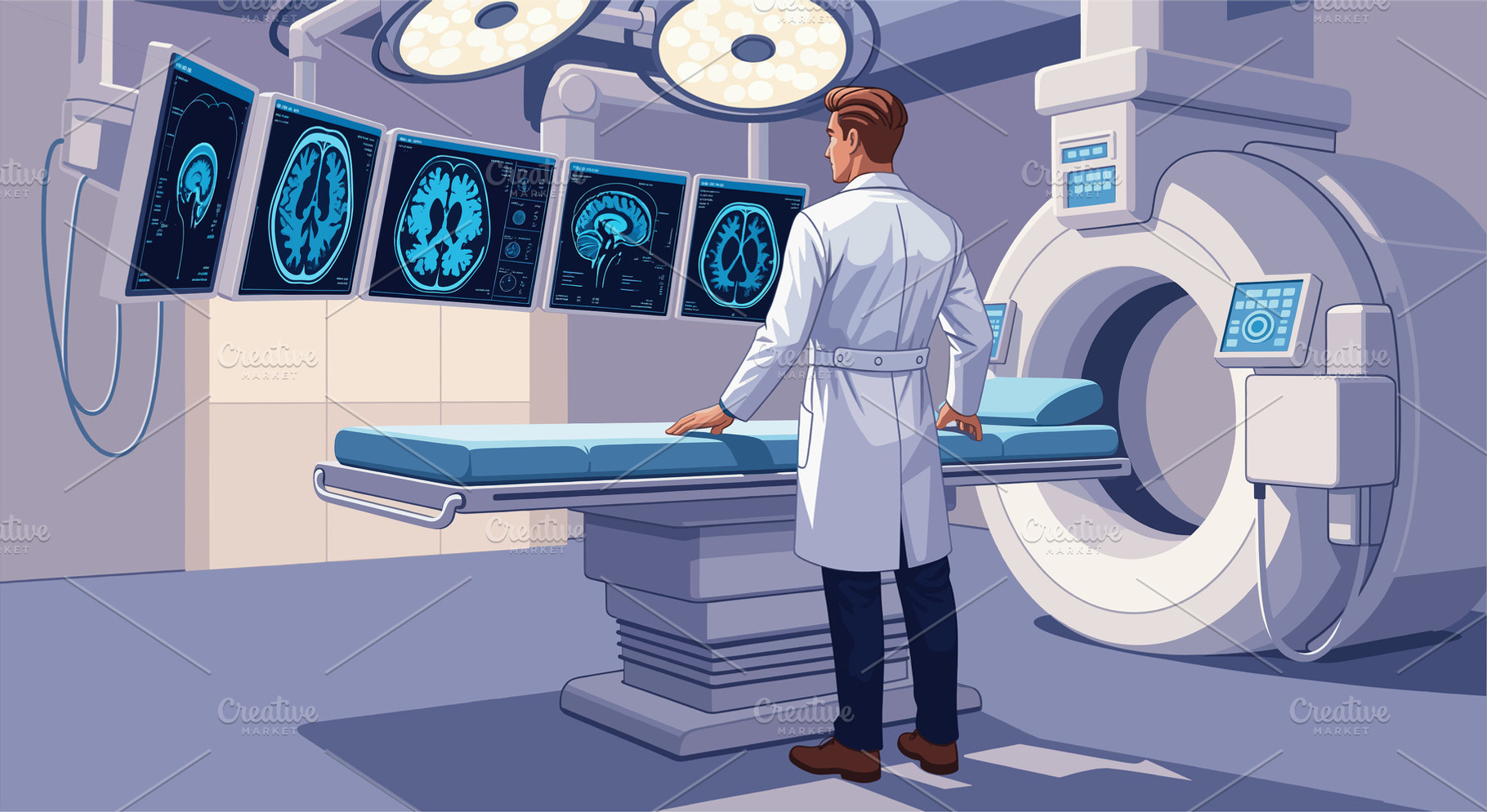 Doctor Analyzing Brain Scans, a Health & Medical Photo by angellodeco