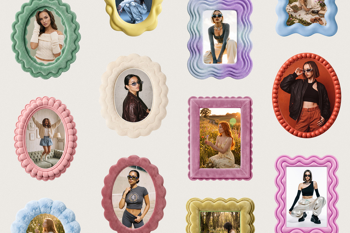 Funky 3D Wavy Frames Y2K Aesthetic, an Object Graphic by OliaMuseDesign (Photo 3 of 7)