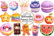 Watercolor Glittery Kawaii Food, an Illustration by OK Design (Thumbnail 1 of 5)