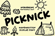 Picknick - Handwritten Display Font, a Handwritten Font by overlaytemplates (Thumbnail 1 of 6)