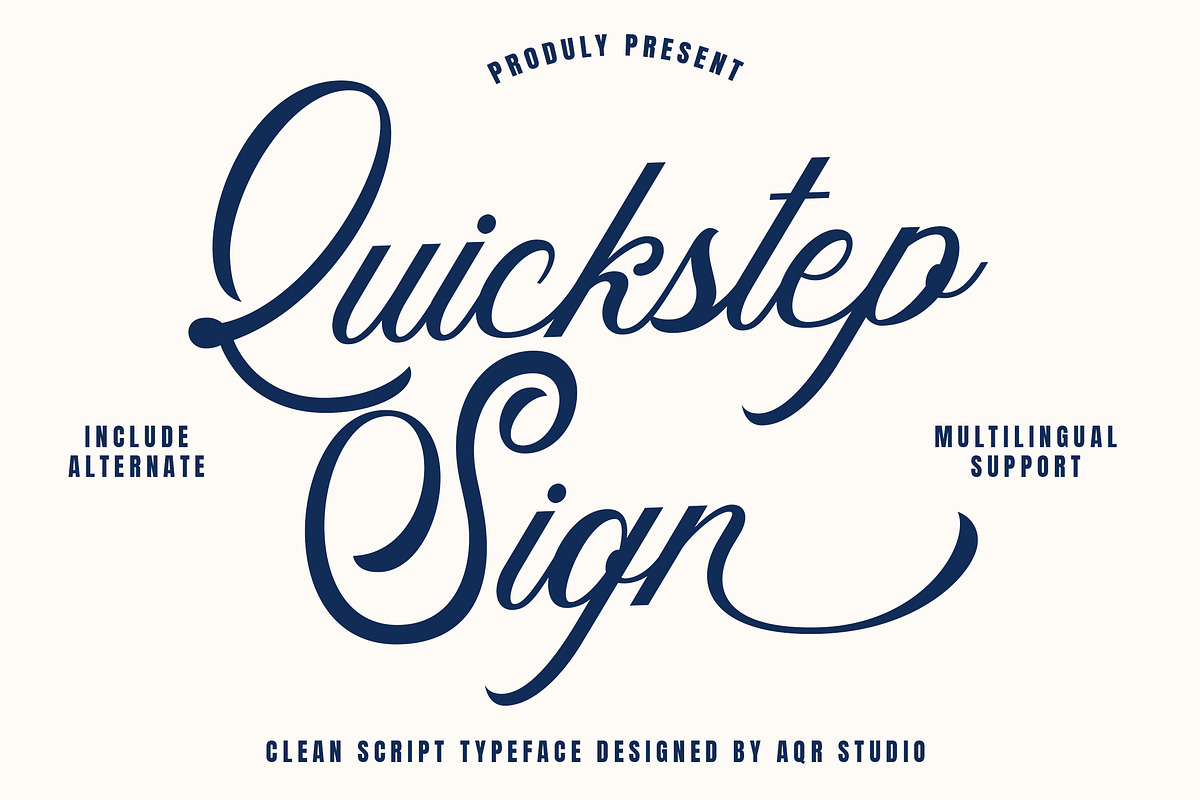 Quickstep Sign - Clean Script Font, a Script Font by AQR Studio (Photo 1 of 8)