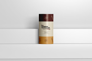 Paper Tube With Metallic Lid Mockup