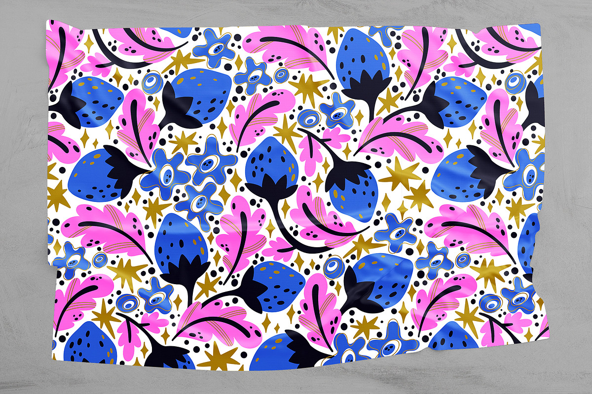 Blue berry seamless pattern, a Food Illustration by palllna (Photo 3 of 4)