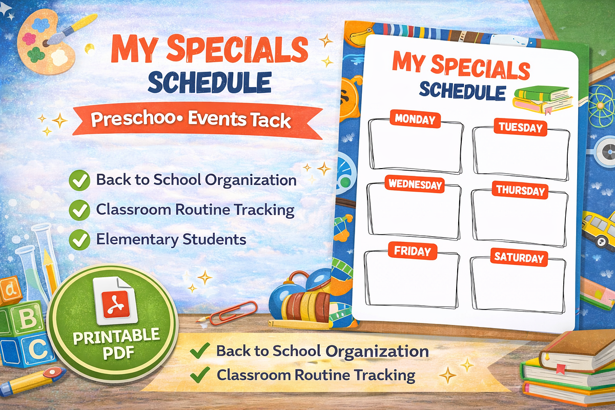 My Specials Schedule Printable, an Education Illustration by MIRoots Design Studio (Photo 1 of 4)