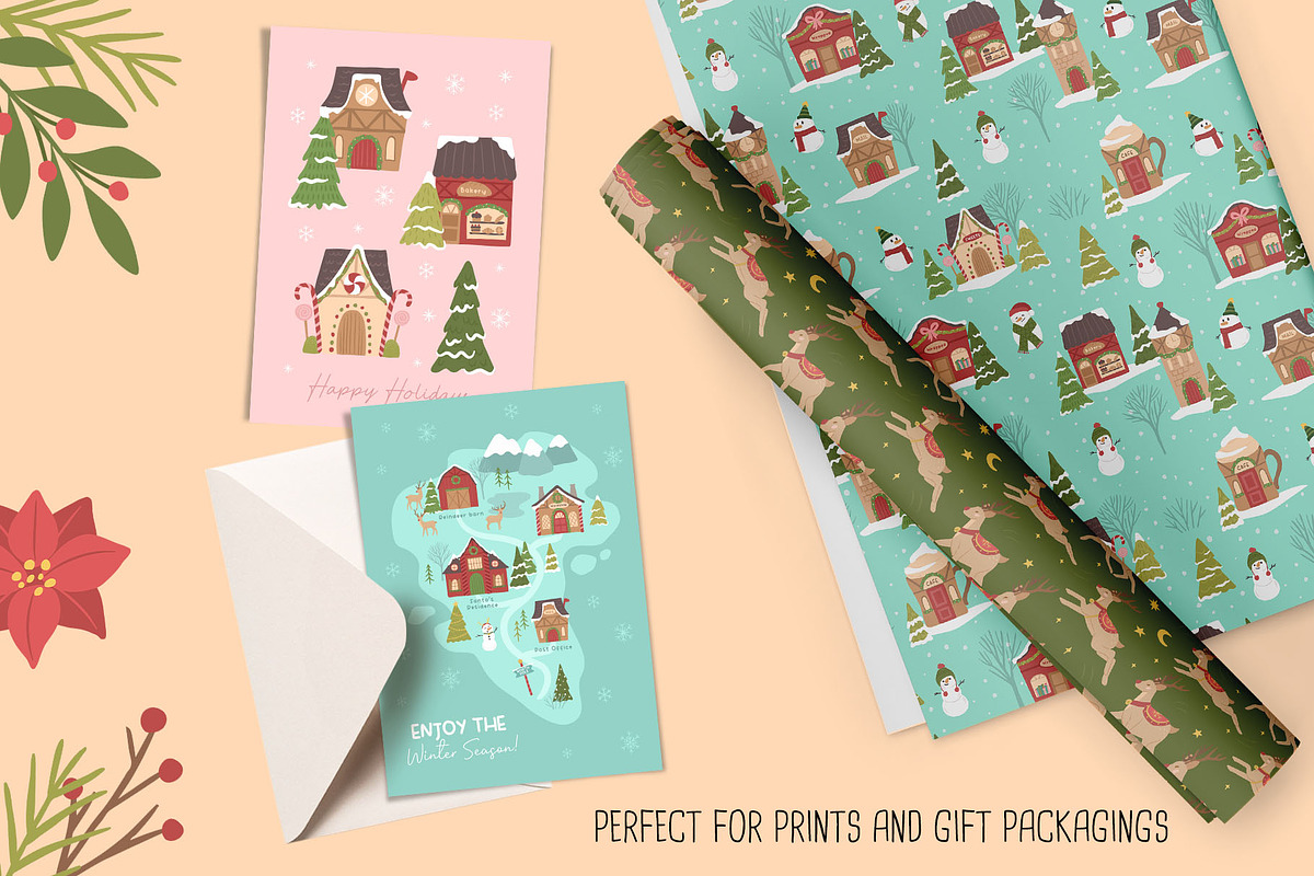 Holiday Santa Village Illustrations, a Background Graphic by CreativeChristiana (Photo 2 of 15)