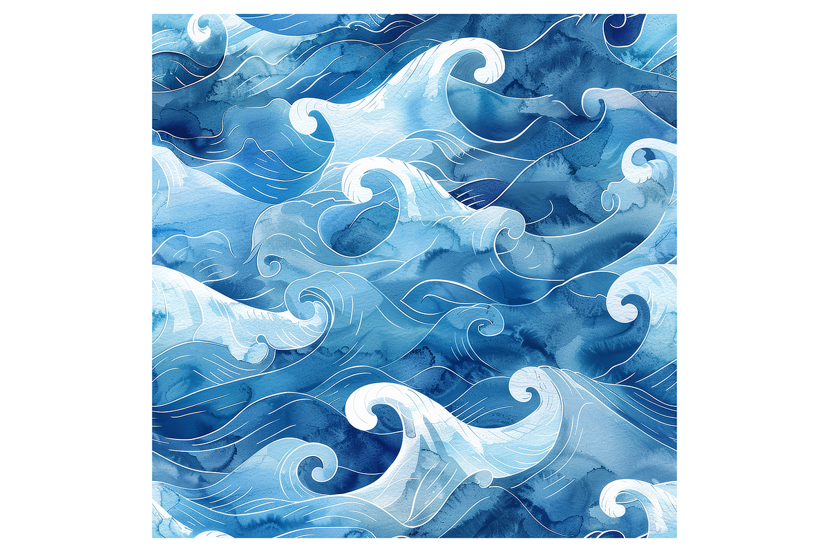 Watercolor Waves Digital Paper, a Pattern Graphic by Chromolume Studio (Photo 14 of 28)