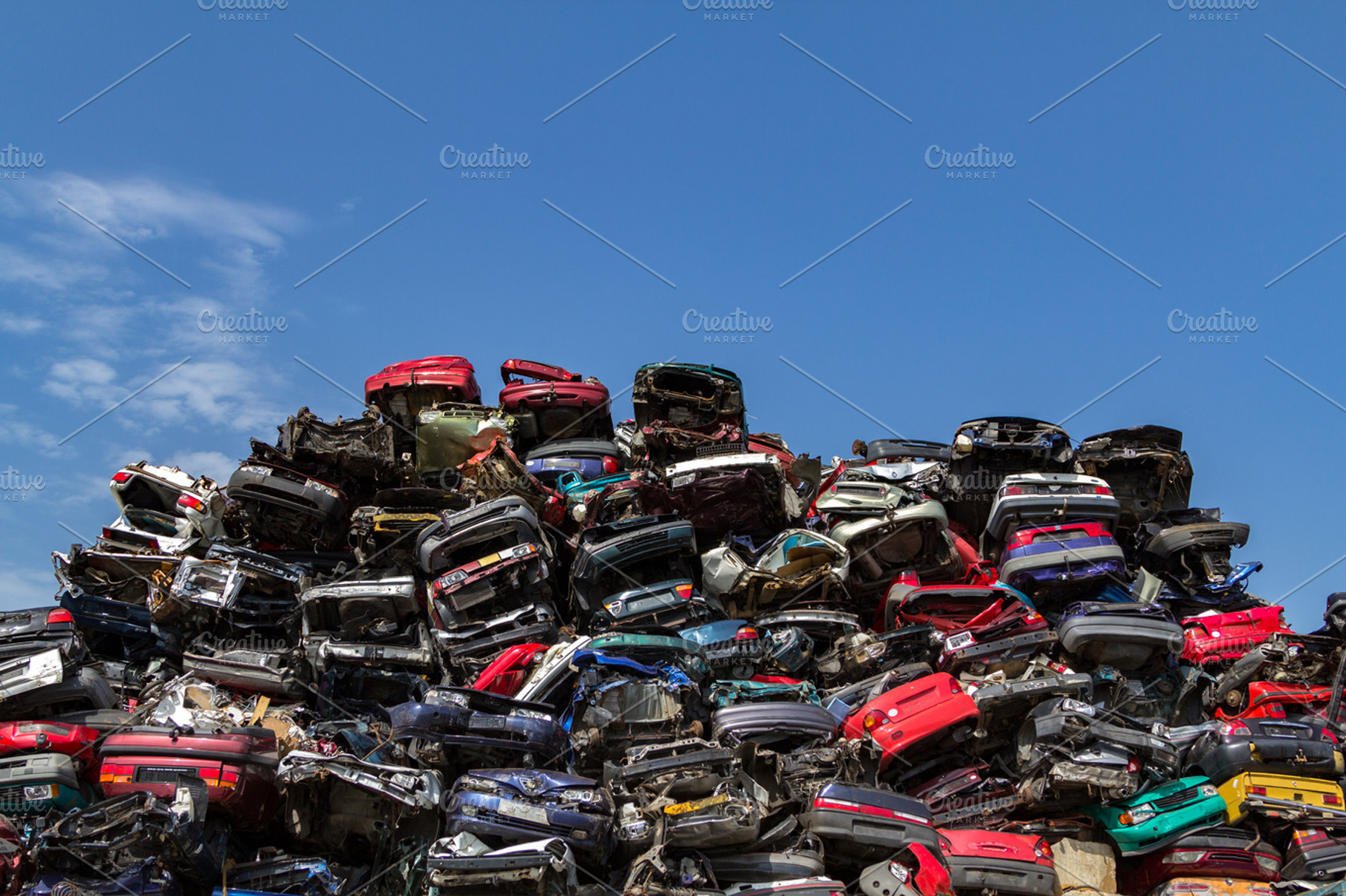 Stacked cars at a junkyard featuring amsterdam, car, and netherlands, a Transportation Photo by misign