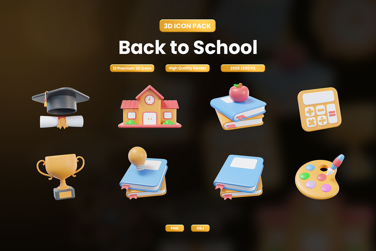 Back to School 3D Icon Pack, an Object Graphic by Artnivora.Std (Photo 1 of 4)
