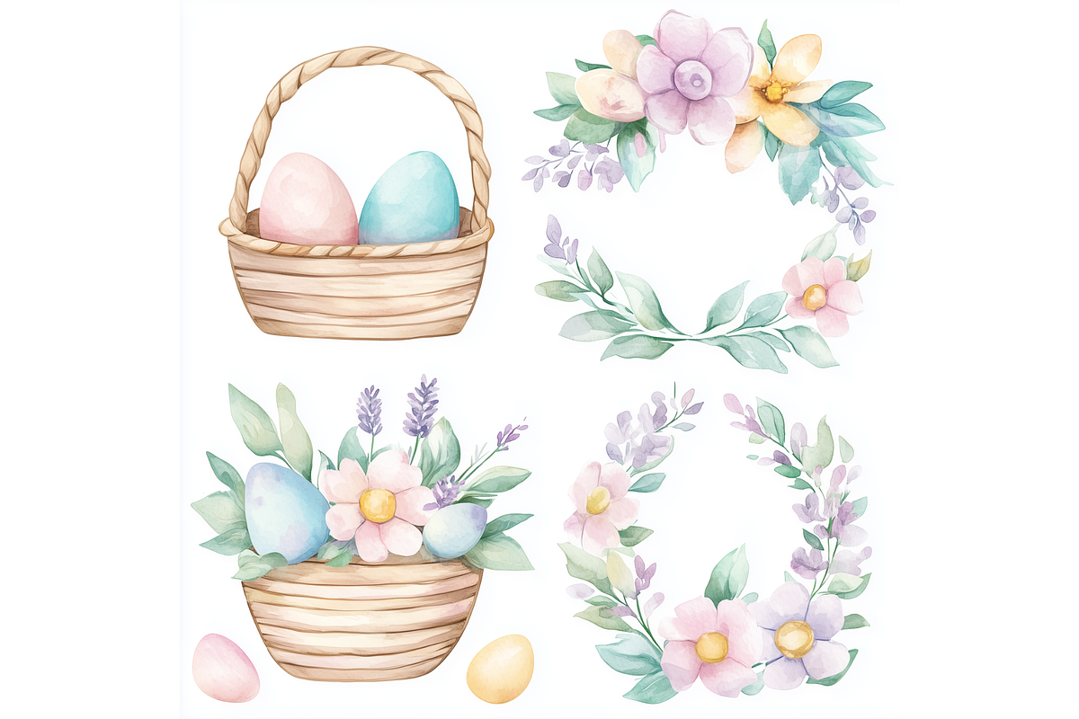 Prompt Pastel Color Easter Clipart, a Seasonal Illustration by Creative design (Photo 3 of 7)