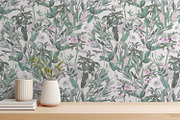 Mint Pink Flower Wallpaper, a Wallpaper Graphic by MalyskaStudio (Thumbnail 3 of 6)