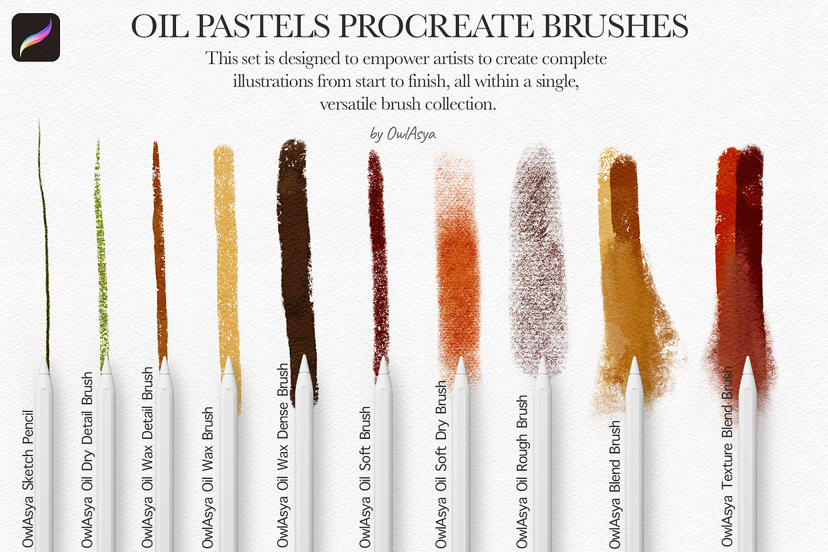 Oil Pastels Procreate Brushes, a Brush Add-On by owlasya (Photo 6 of 8)